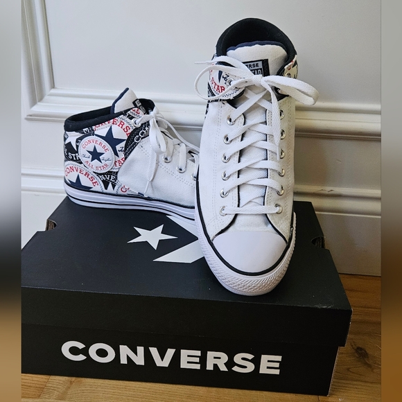 Converse Chuck Taylor White and Black Graphic High-Tops - Picture 1 of 10